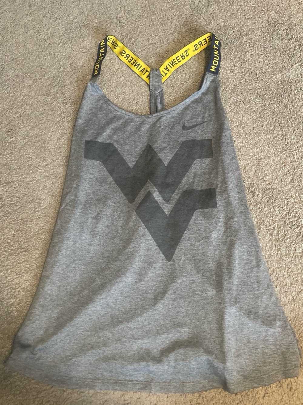 Nike Women's Gray Tank with Yellow Branded Straps